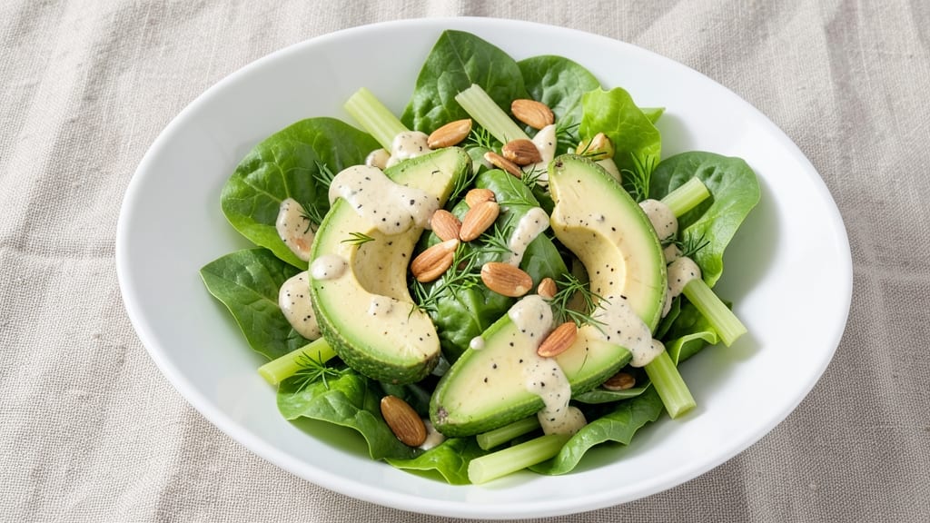 Avocado Ranch Salad Recipe: Crunchy Celery Crowns Over Creamy Dill Dressing
