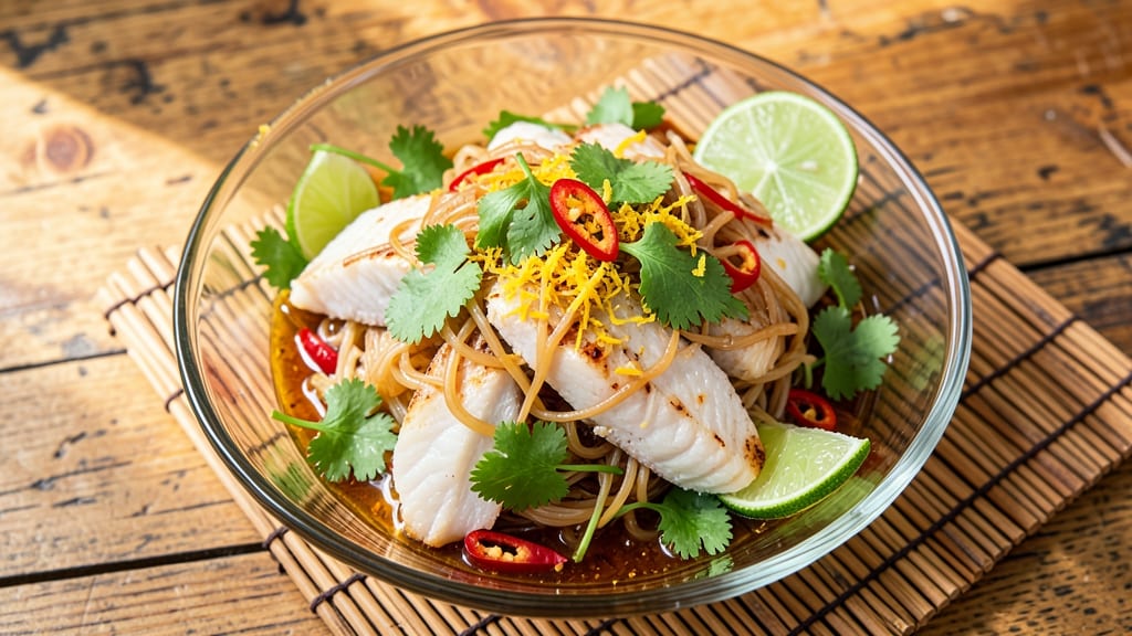Asian Fish Salad Recipe: Crispy Rice Noodles and Tangy Lime Zest