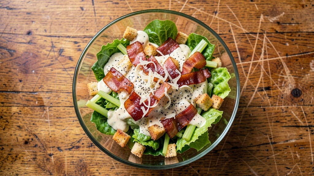 Boa Caesar Salad Recipe: Crispy Celery Crowns Over Smoky Bacon Bites