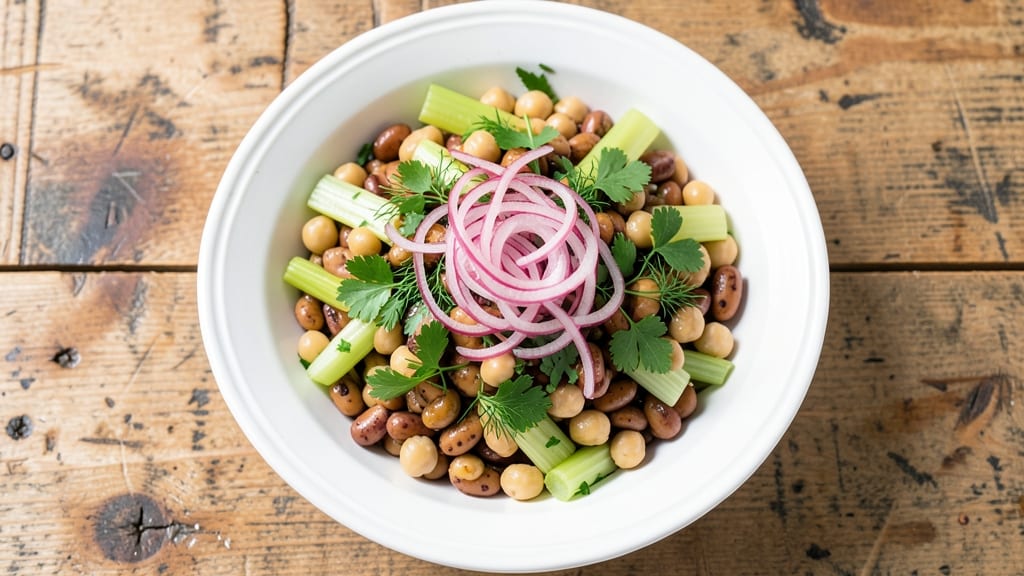 Canned Bean Salad Recipe: Crunchy Celery Crowns and Zesty Herb Velouté