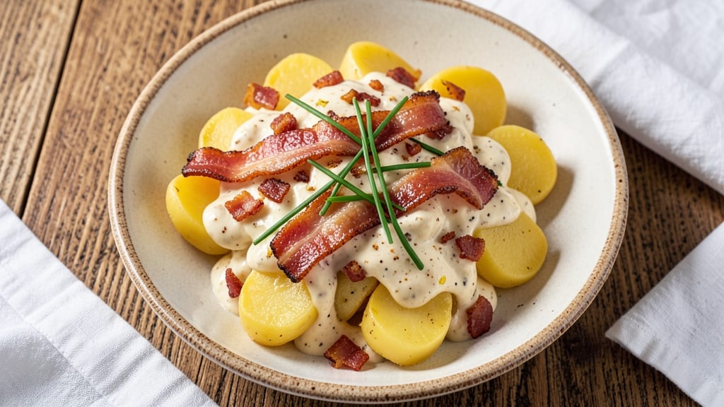 Baker's Ribs Potato Salad Recipe: Smoky Bacon and Celery Crown Crunch