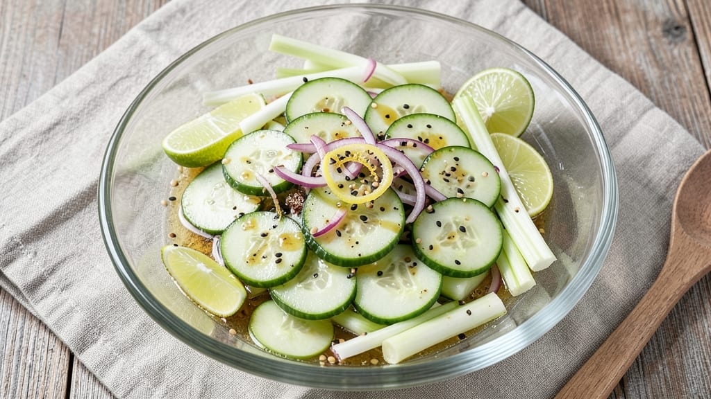Asian Cuke Salad Recipe: Crispy Celery Crowns and Tangy Lime Zing