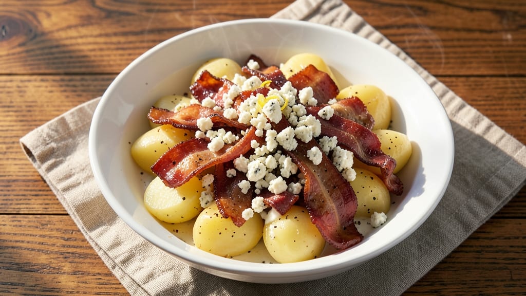 Bacon Blue Cheese Potato Salad Recipe: Crispy Bacon Bites and Tangy Cream Harmony