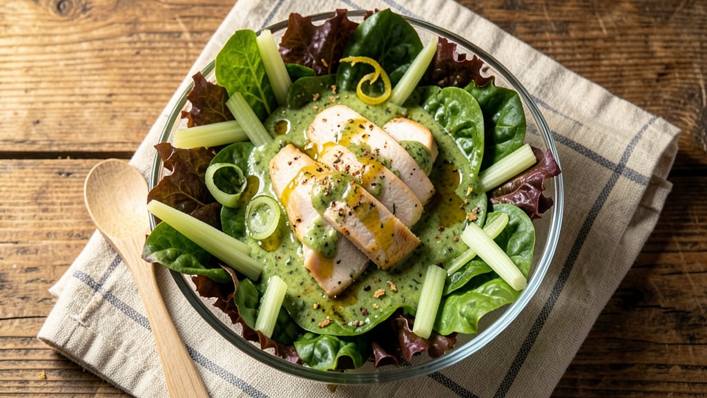 Green Goddess Chicken Salad TikTok Recipe: Crispy Celery Crowns Over Cooling Herb Dressing