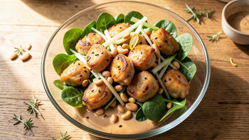 Asian Dumpling Salad Recipe: Crunchy Celery Crowns Over Silky Peanut Dressing