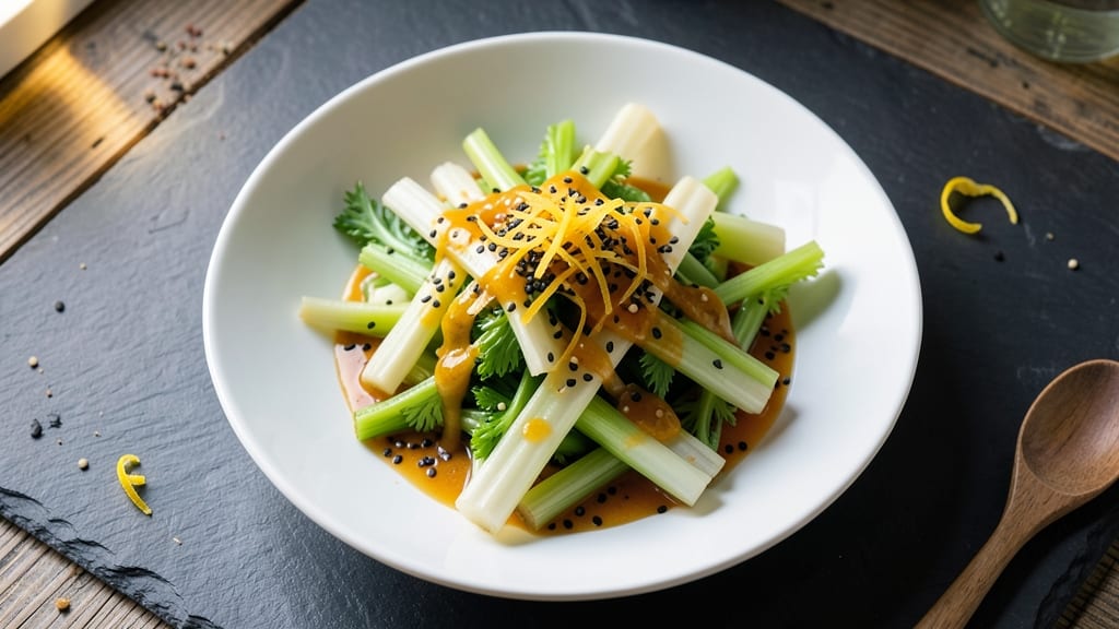 Asian Celery Salad Recipe: Crispy Crowns Over Tangy Sesame-Ginger Dressing