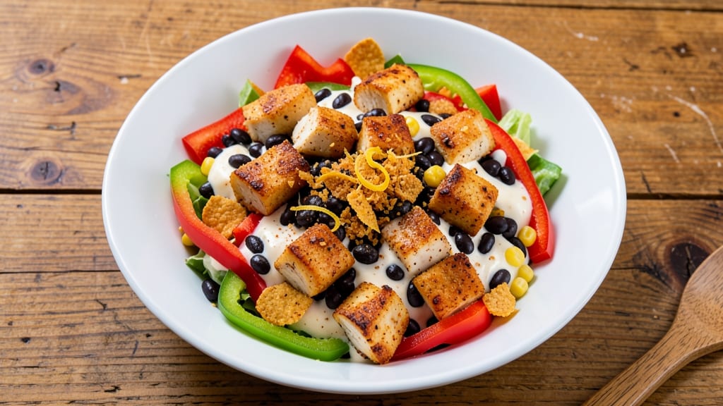 Applebee's Fiesta Chicken Chopped Salad Recipe: Crispy Tortilla Strips Over Creamy Dill Ranch