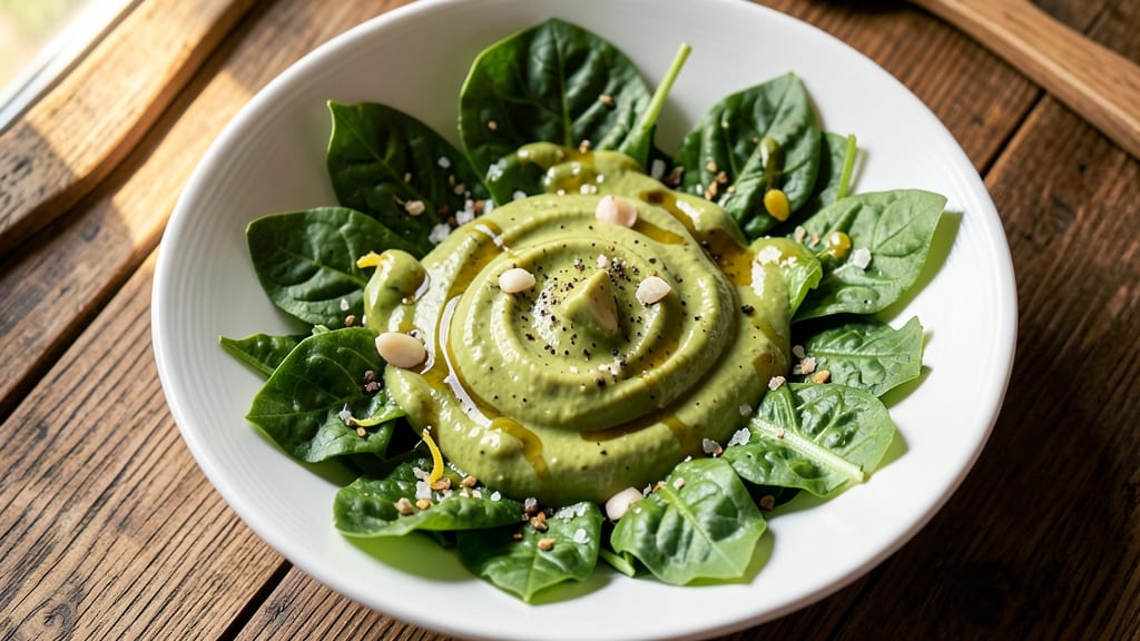 Avocado Romaine Salad Recipe: Creamy Avocado Dressing with Crunchy Nut Topping