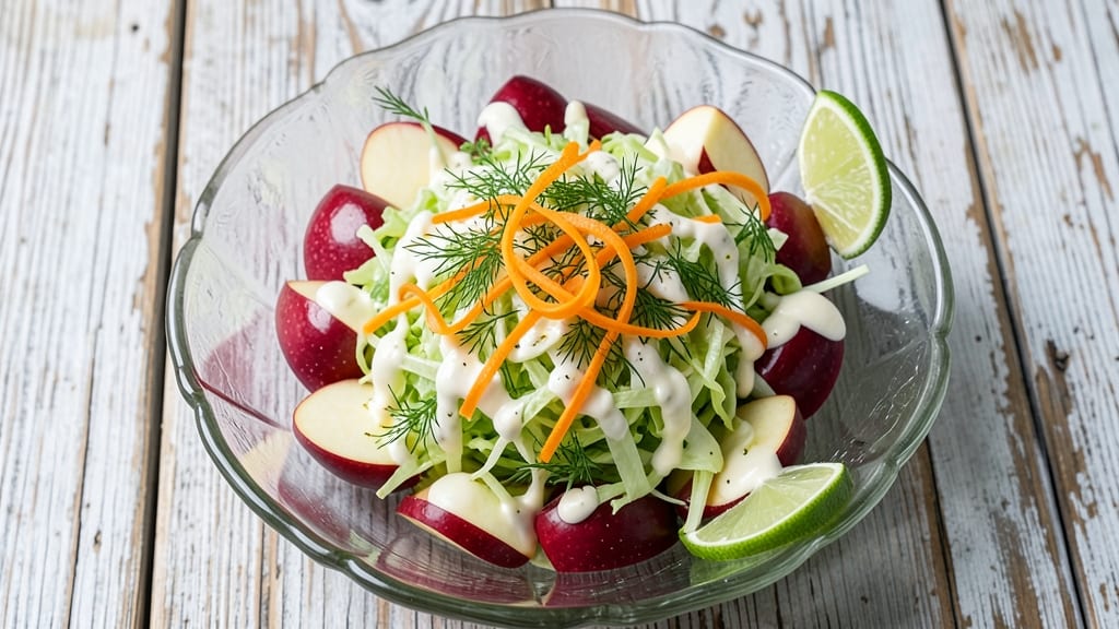Apple Slaw Salad Recipe: Crisp Apple Bites Over Zesty Lime-Dill Dressing