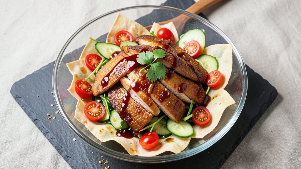 Asian Crispy Duck Salad Recipe: Crunchy Wonton Shells and Sweet Chili Glaze Magic