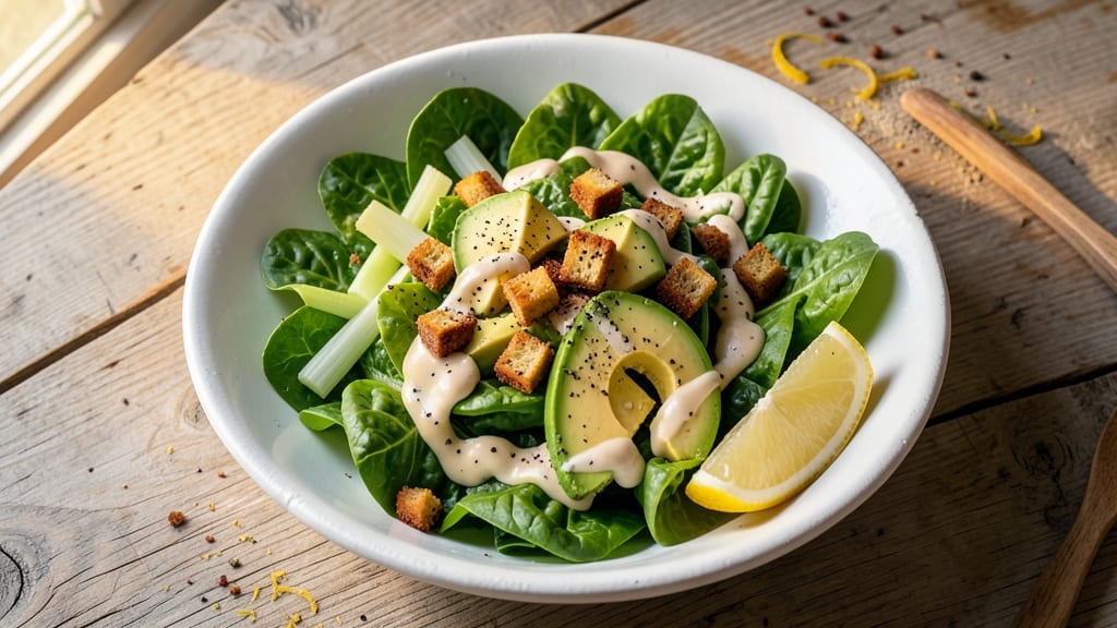 Best Of Bridge Caesar Salad Recipe: Crispy Celery Crowns Over Zesty Lemon-Dill Dressing With Crunchy Croutons