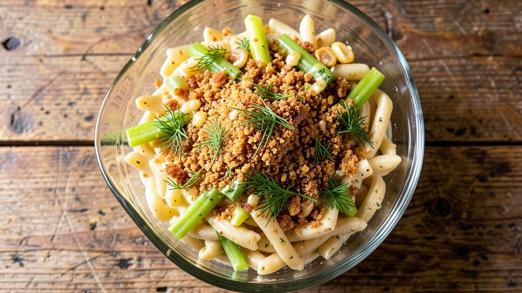 Brunch Pasta Salad Recipe: Crispy Celery Crowns Over Zesty Lemon-Dill Dressing
