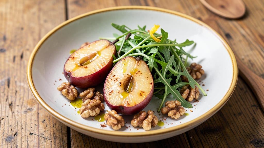Baked Pears with Salad Recipe: Warm Spiced Fruit Meets Crunchy Greens