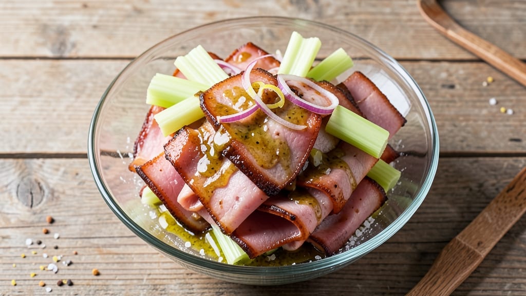 Brobecks BBQ Ham Salad Recipe: Smoky-Sweet Cubes Over Crispy Celery Crowns