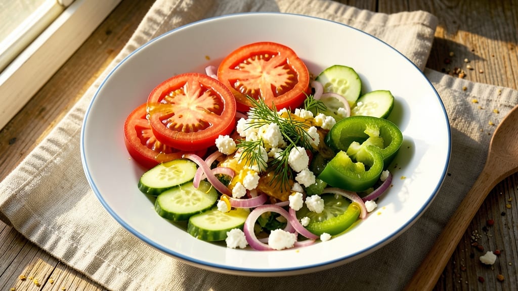 Bulgarian Shopska Salad Recipe: Crispy Tomatoes, Cucumber, and Feta Magic