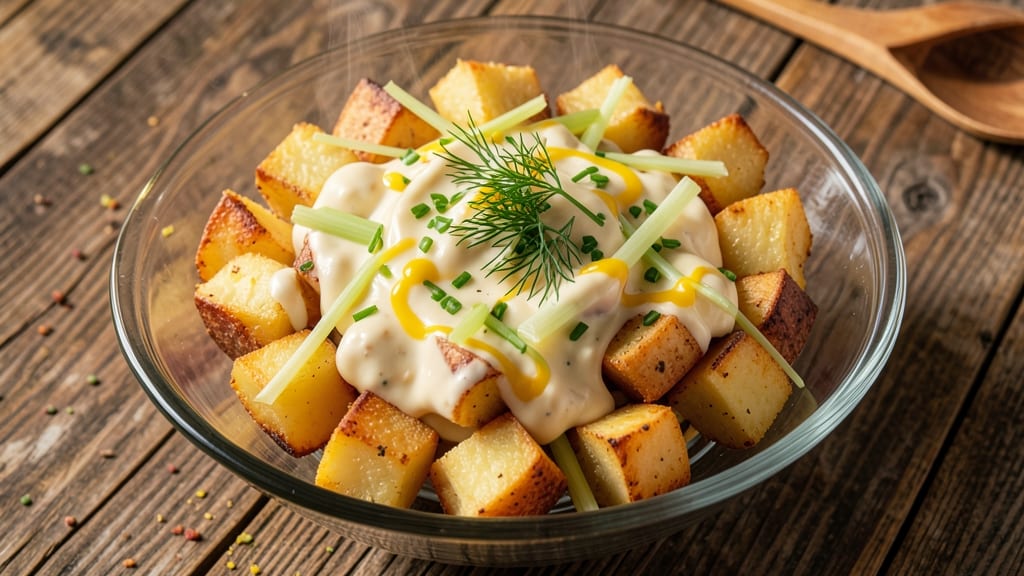 Baked Potato Salad Recipe With Mayonnaise: Warm Spuds and Herbed Creaminess in One Bowl
