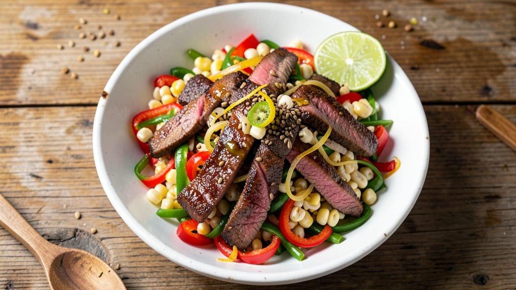 Beef Fajita Salad Recipe: Charred Peppers, Onions, and Crispy Tortilla Strips