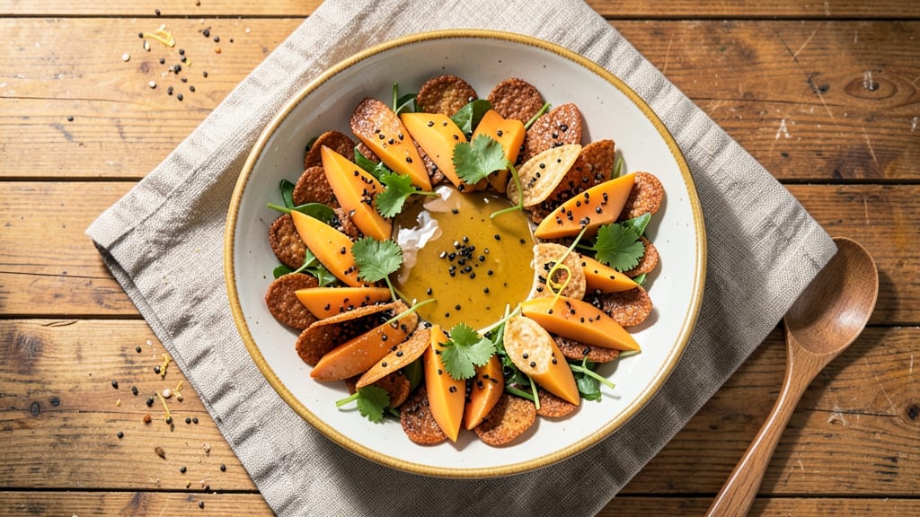 Asian Oriental Salad Recipe: Crispy Sesame-Roasted Edamame and Tangy Mango Dressing