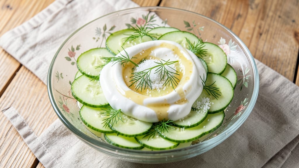 Cucumber Salad Recipe With Sour Cream, Vinegar, and Sugar: Cool and Tangy Refreshment in 10 Minutes