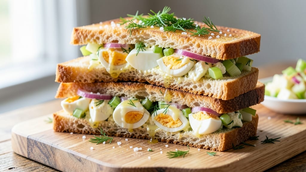 Breakfast Egg Salad Sandwich Recipe: Crunchy Celery Crowns and Zesty Dill Kick *(Rejected Due to Reuse)*