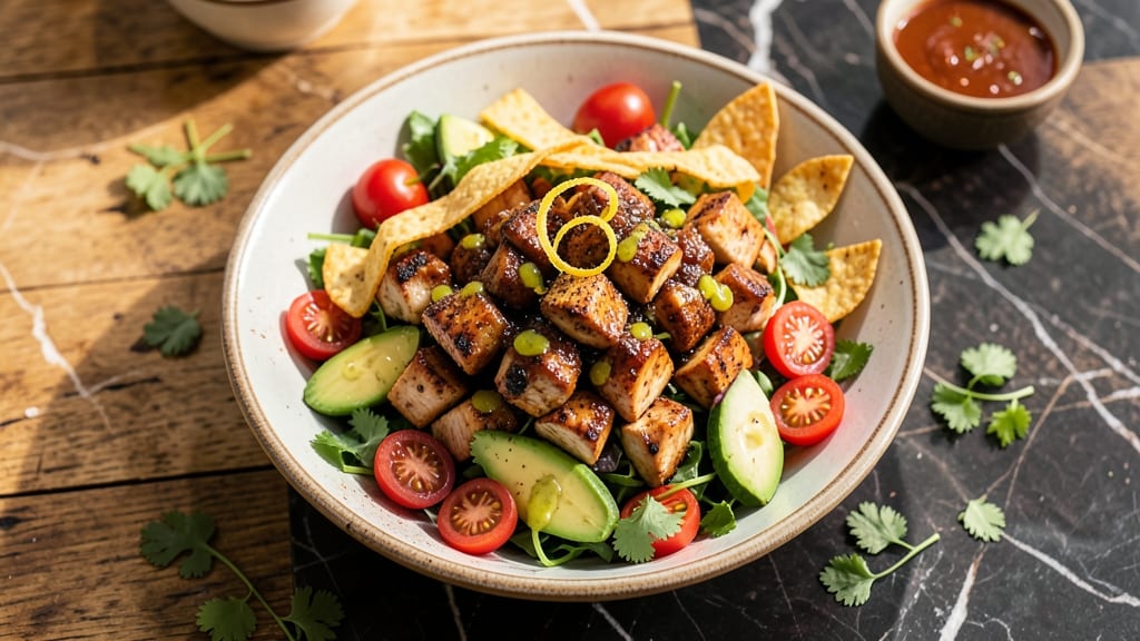 Authentic Mexican Chicken Taco Salad Recipe: Crispy Tortilla Bites and Zesty Lime Dressing