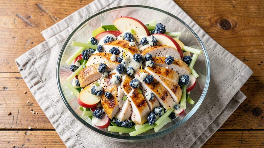 Blue Cheese Chicken Salad Recipe: Crunchy Celery Crowns and Tangy Creamy Bite