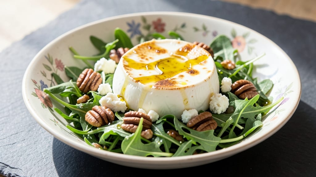 Brie and Goat Cheese Salad Recipe: Warm Melty Bites Over Arugula