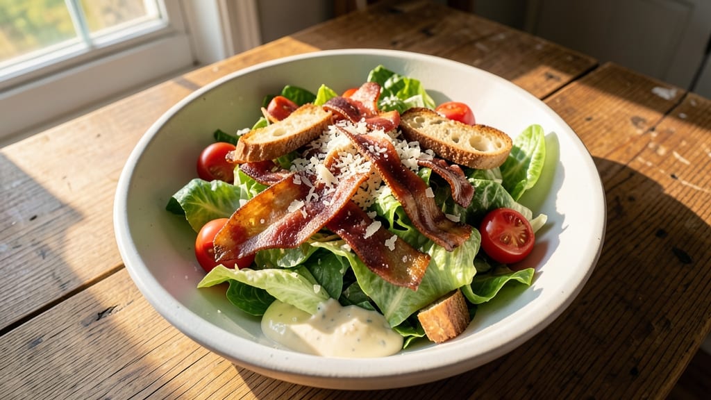 BLT Caesar Salad Recipe: Crispy Bacon, Crunchy Croutons, Creamy Dressing Fusion