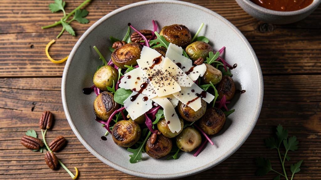 Brussels Sprouts Salad Recipe Cold: Crispy Roasted Bites Over Zesty Balsamic Vinaigrette